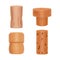 Realistic Detailed 3d Wine Bottle Cork Set. Vector