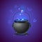 Realistic Detailed 3d Witch Cauldron Concept. Vector