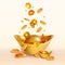 Realistic Detailed 3d Yuan Bao Chinese Gold and Falling Coins Set. Vector