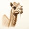 Realistic And Detailed Camel Portrait On White Paper