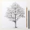 Realistic And Detailed Digital Drawing Of A Tree With Pencils
