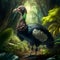 Realistic detailed dodo in tropical forest (generative AI)