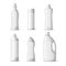 Realistic detergent bottles. Isolated white plastic containers for domestic chemicals, cleaning products blank packaging