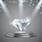 Realistic diamond on podium with illumination