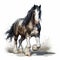 Realistic Digital Drawing Of A Majestic Storm Clydesdale Horse