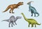 Realistic dinosaur. Mesozoic prehistory period wild big aggressive animals lizards brachiosaurs decent vector gigantic