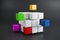 Realistic Disassembled Cube With Colorful Little Cubes Aside On