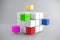 Realistic Disassembled Cube With Colorful Little Cubes Aside On