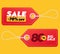 Realistic discount red tags isolated on yellow background. Big sale promotion.