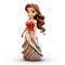 Realistic Disney Princess Figurine With Brown Hair - Hyper-detailed Collectible