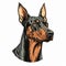 Realistic Doberman Dog Head Portrait Vector Illustration