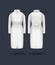 Realistic doctor coat mock up. Women`s medical gown, lab uniform, doctor medical laboratory clothes, hospital professional suit o