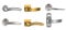 Realistic door handles golden and silver knobs set