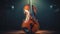 Realistic double bass on a blurred stage background, generative AI.