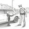 Realistic Drawing Of Police Officer Handing Packet To Boy