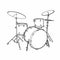Realistic drum illusration drawing battery coloring drawing illustration white background