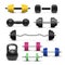 Realistic dumbbell and kettlebell isolated vector