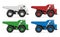 Realistic dump trucks vector illustration