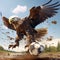 Realistic Eagle Kicking Soccer Ball: Surrealistic Wildlife Art