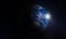 Realistic Earth Planet in dark outer Space. Earth Globe with dark and Bright sides