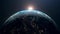 Realistic Earth, World sunrise 3d rendering.