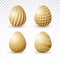 Realistic easter golden eggs on png background.