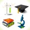 Realistic education icons set