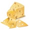 realistic emmental cheese wedge with slices