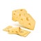 realistic emmental cheese wedge with slices