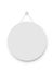 Realistic empty blank signboard white circle hanged on suction cup. Round shape sign frame template hanging on wall