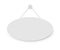 Realistic empty blank signboard white oval hanged on suction cup. Round shape sign frame template hanging on wall. Price