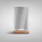 Realistic empty glass showcase imockup with blank lit space inside