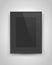 Realistic empty rectangular black frame with passepartout on gray background, dark border for your creative project, mock-up sampl