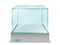 Realistic empty transparent glass box or empty glas cube box showcase or exhibit box transparent background isolated. eps vector.