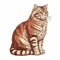 Realistic Engraved Illustration Of A Sitting Tabby Cat