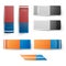 Realistic Eraser Set Vector. Classic Blue Orange, Grey White Rubber Icon. Illustration