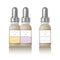 Realistic essential oil beige bottle with design label