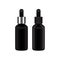 Realistic essential oil. Set of black matte and glossy bottle. Mock up bottle cosmetic or medical vial, flask, flacon 3d