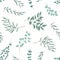 Realistic eucalyptus twigs and leaves seamless pattern. Hand drawn plant branches. Flora, foliage texture. Floral