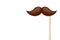 Realistic fake mustache on a wooden stick. Vintage paper mustache for carnival or holiday. Brown facial hair, hipster