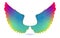 Realistic fantasy colorful angle wings isolated.