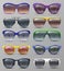 Realistic fashion sunglasses and glasses isolated vector set