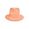 Realistic felt hat for men or women. Elegant accessory. The orange object isolated on white background. Vector