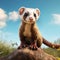 Realistic Ferret Clipart: Hyper-detailed 3d Rendering For English Countryside Illustrations