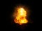 Realistic fiery bomb bright explosion with sparks and smoke