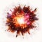 Realistic fiery explosion of dynamite with sparks on a white background