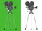 Realistic film camera on tripod. Detailed camera and tripod vector illustration design.