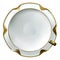 Realistic fine china white cup and saucer with gold rim