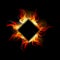 Realistic fire background in rhombus. Flame burn design for banners, posters, massages, announcements