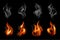 Realistic Fire Smoke Colored Icon Set